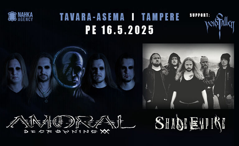 Amoral – Decrowning 20th Anniversary + Shade Empire, Voidfallen Liput