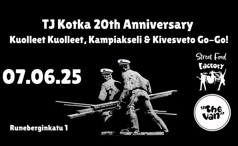 Turbojugend Kotka 20v - Kivesveto Go Go, Kampiakseli, Kuolleet kuolleet Liput