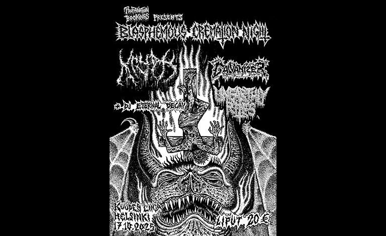 Blasphemous Cremation Night: Krypts, Galvanizer, Unearthly Rites + DJ Eternal Decay Liput