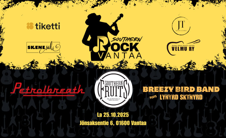 Southern Rock Vantaa: Petrolbreath, Breezy Bird Band, Southern Fruits Liput