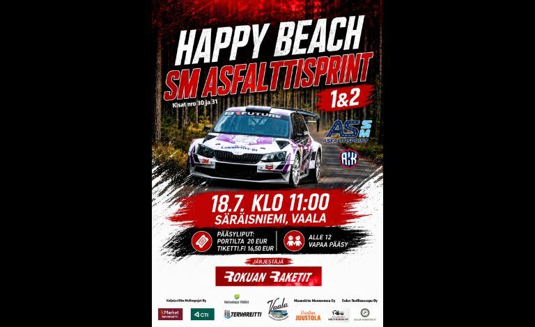 SM- rallisprint Happy Beach 1 ja 2 Liput