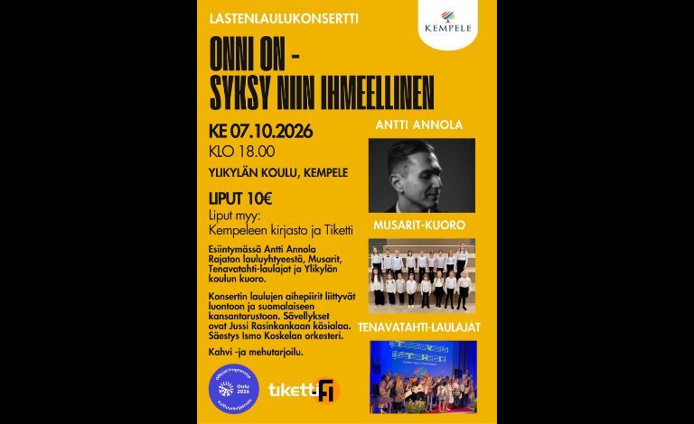 Onni on - syksy niin ihmeellinen -lastenlaulukonsertti Liput