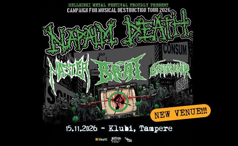 Campaign For Musical Destruction 2026: Napalm Death, Master, Brat, Goatburner Liput