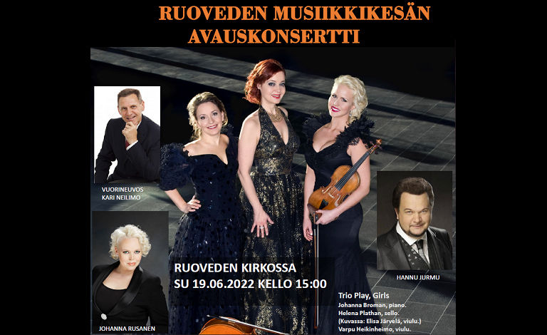 Ruoveden musiikkikesän avauskonsertti: Johanna Rusanen, Hannu Jurmu, Trio Play, Girls Tickets
