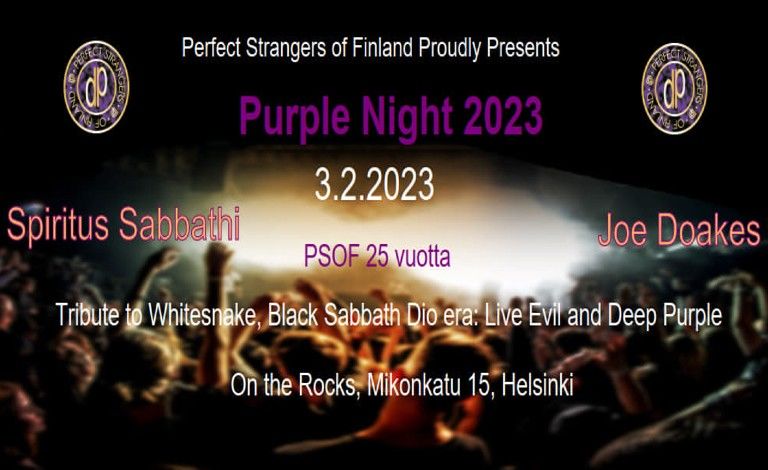 PURPLE NIGHT 2023: SPIRITUS SABATHI plays Black Sabbath & Deep Purple; JOE DOAKES plays Whitesnake & Deep Purple Liput