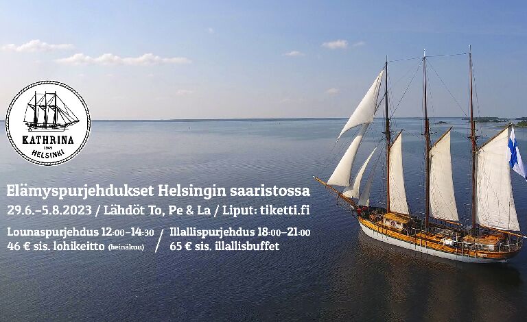 Kuunari Kathrinan Elämyspurjehdukset Helsingin saaristossa Liput