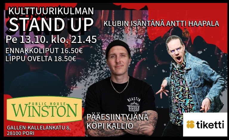 Kulttuurikulman Stand Up: Köpi Kallio Liput