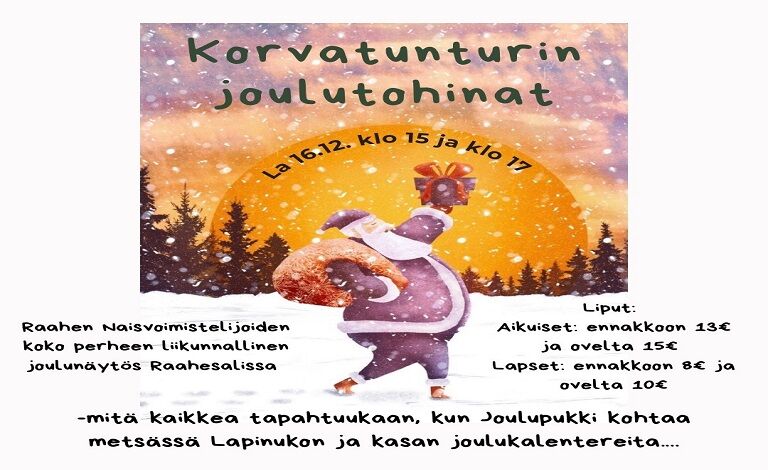 Raahen Naisvoimistelijat: Korvatunturin joulutohinat klo 15:00