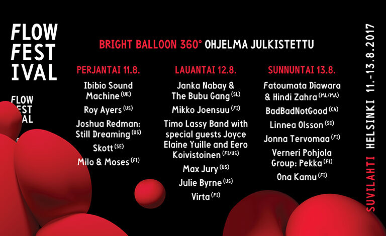 Flow Festival's Bright Balloon 360° stage artists announced - Uutiset -  Tiketti